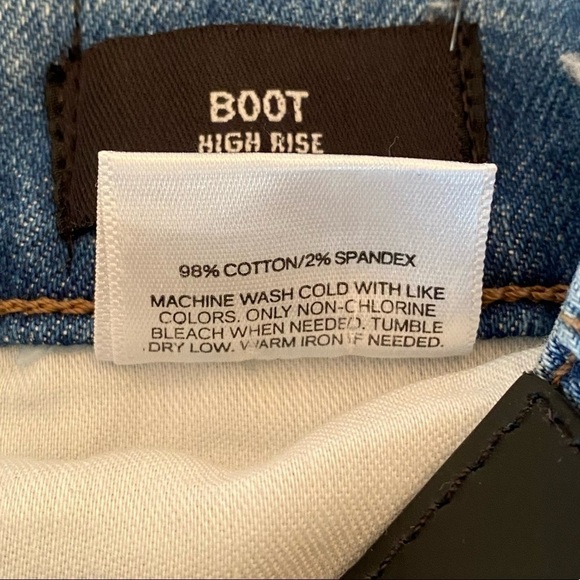 Reworked Bell Bottom High Rise Wide Leg Flare Stretch Distressed Jeans TALL - Picture 6 of 7